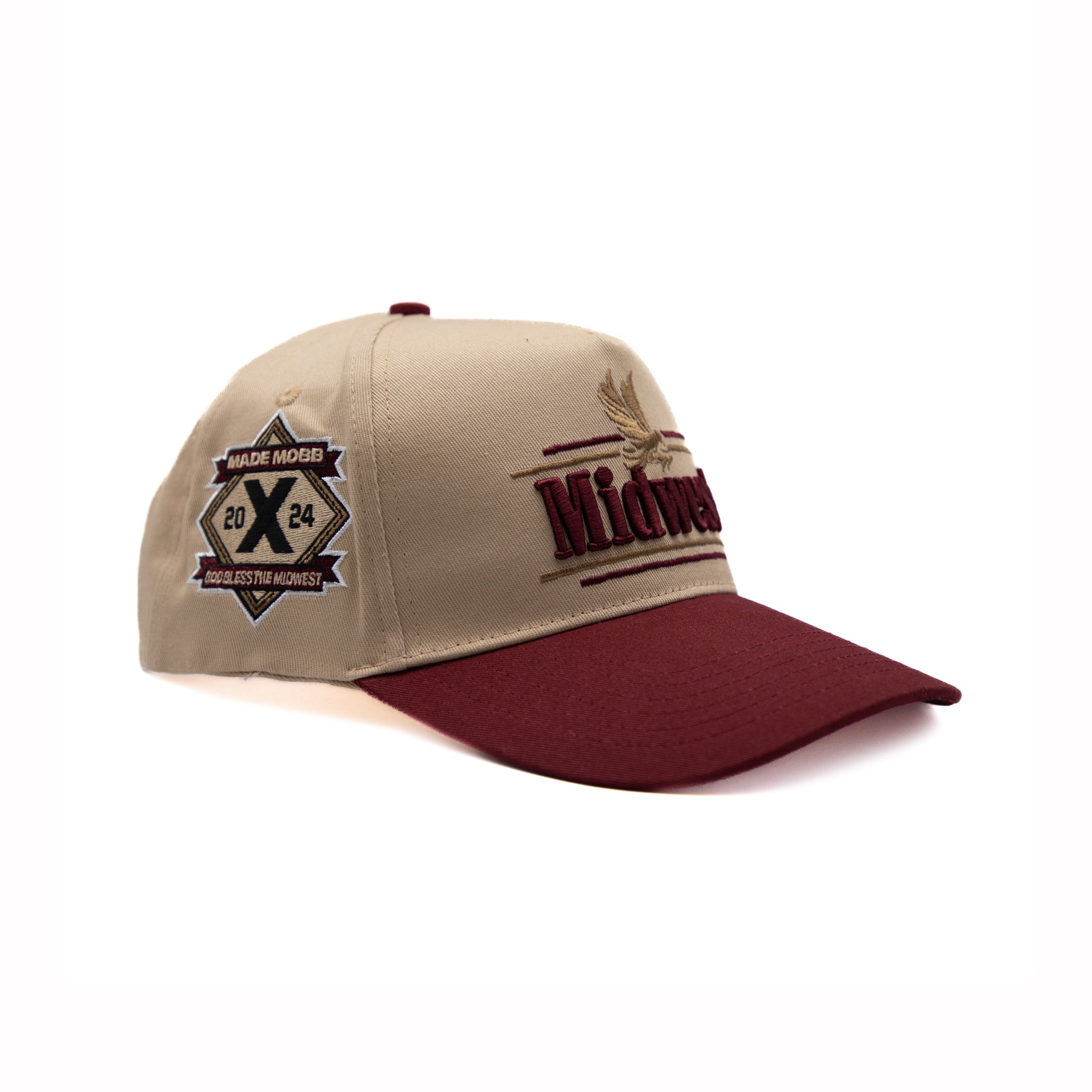 Midwest Snapback - Maroon/Biege